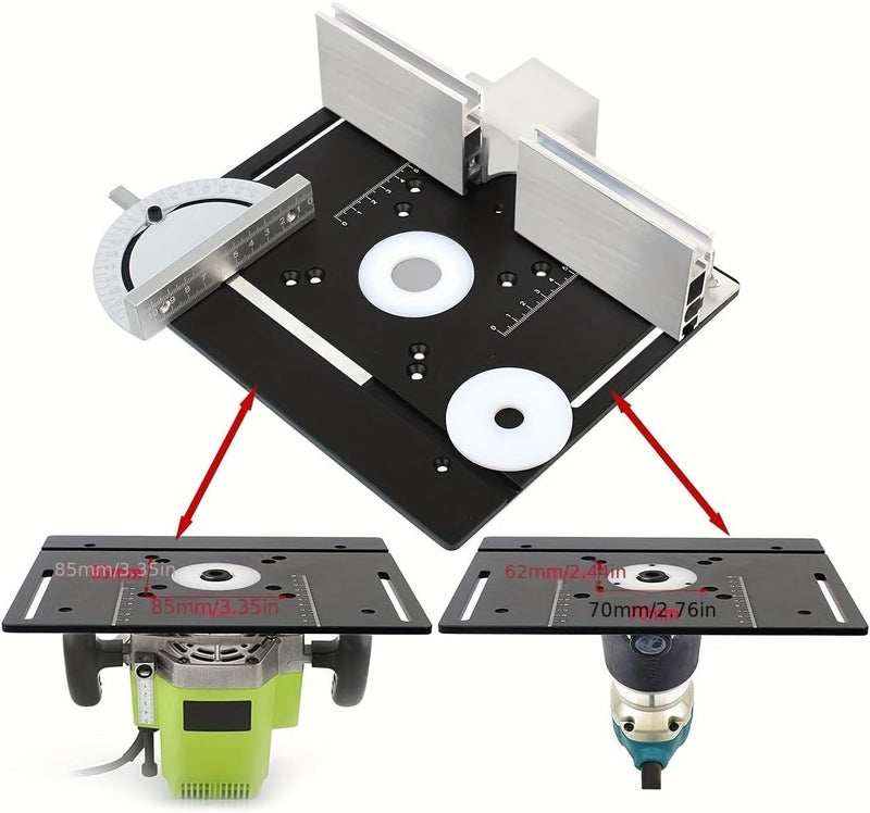 JCFANTS Store Router Table Insert Plate, Woodworking Benches Router Flip Plate, Aluminium Router Table for 65mm Diameter Motors Woodworking Router Table Workbench Trimmer Engraving Machine (Black) - Image 5